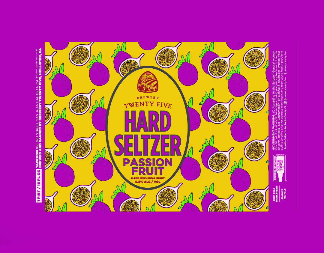 Brewery Twenty Five, Passion Fruit Hard Seltzer Label