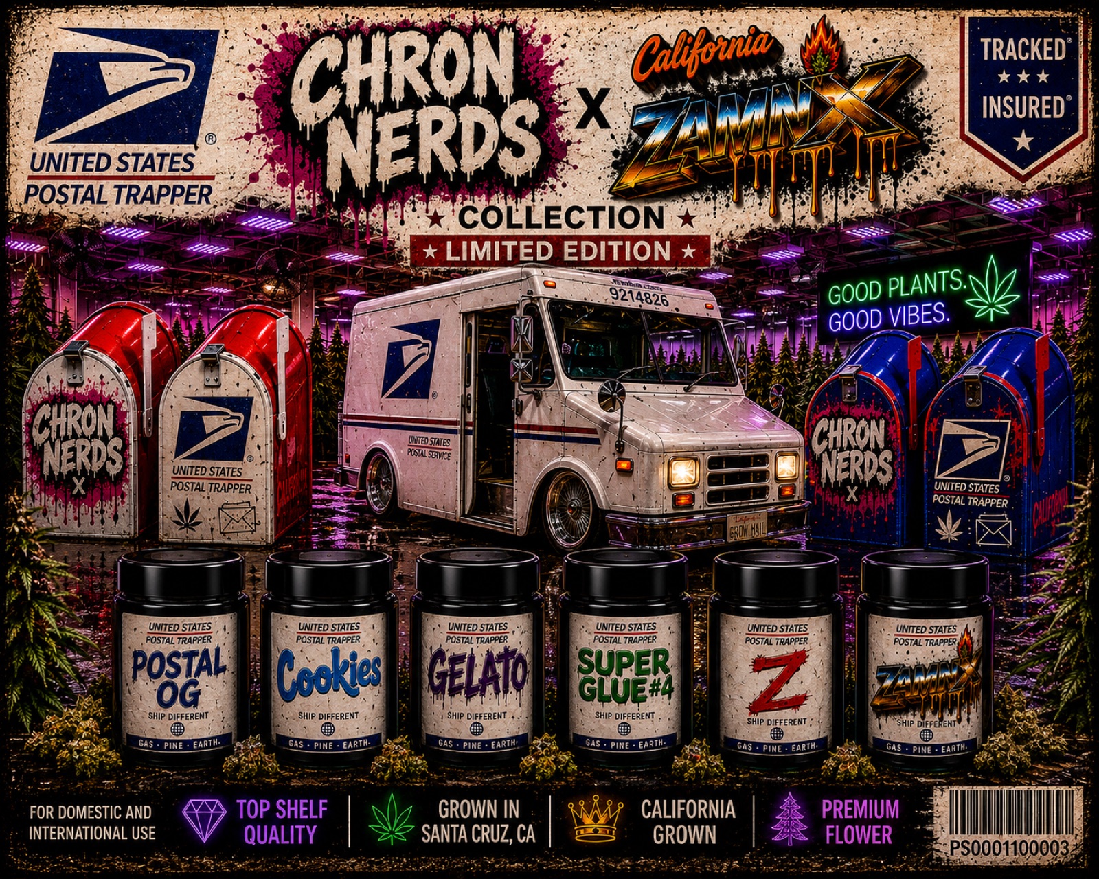 Chron Nerds Postal collection jar lineup