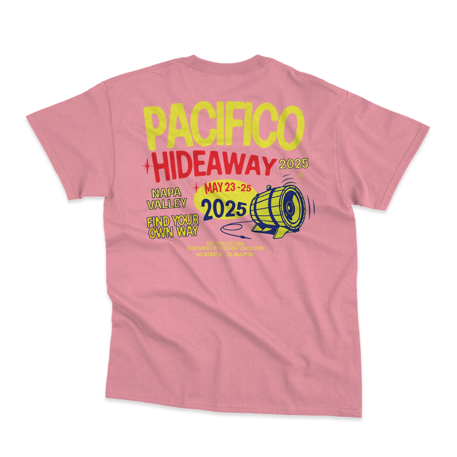 Pacifico x BottleRock tee mockup, alternate graphic